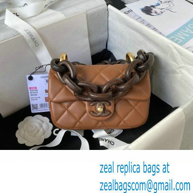 Chanel Mini Flap Bag in Lambskin & Ash-Wood AS4165 tan 2023
